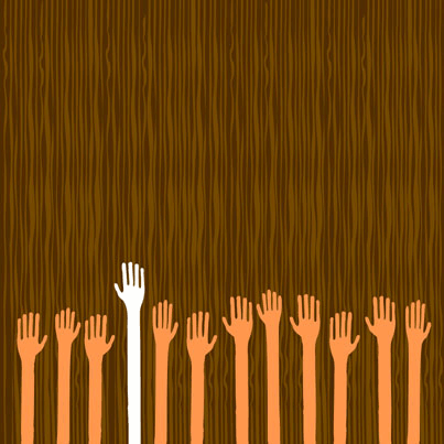 Illustration of raised hands