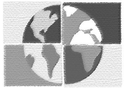 Illustration of Planet Earth as a quilt