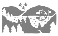 Illustration of lake in the mountains